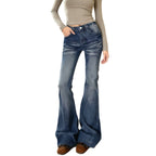 Women's Flared Jeans in Casual Vintage Style with High Waist and Stylish Washes