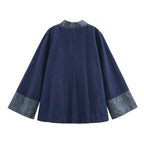 Women's Elegant Asian-Style Combination Jacket with Kimono Details