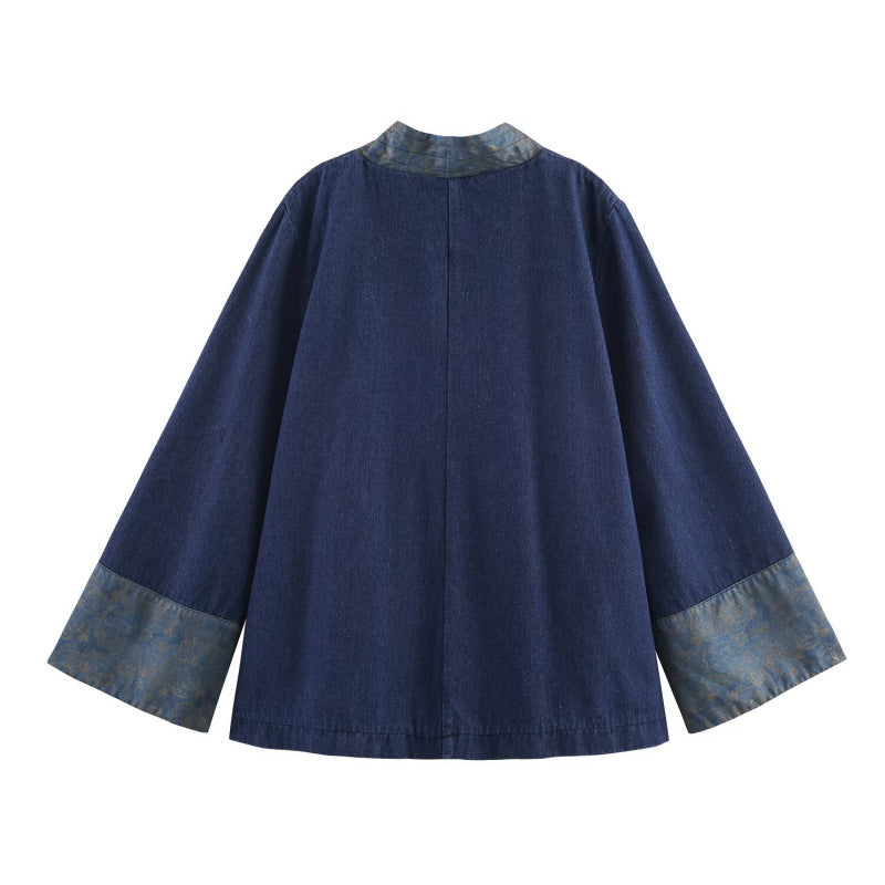 Women's Elegant Asian-Style Combination Jacket with Kimono Details