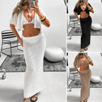 Women's Crocheted Crop Top and Maxi Skirt Set