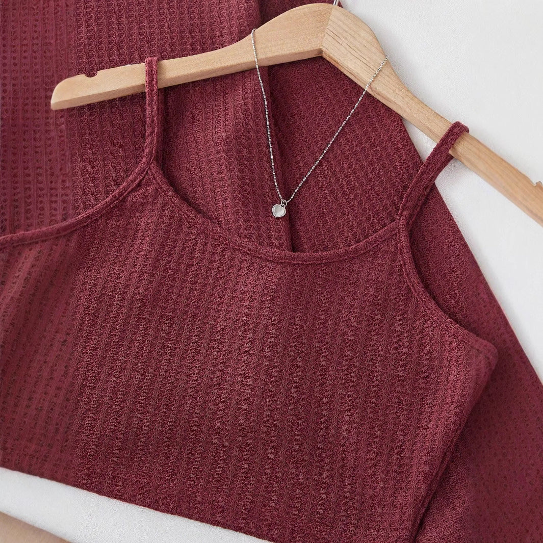 Women's Comfortable Two-Piece Waffle Knit Set