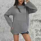 Women's Chunky Knit Sweater with Vertical Ribbing