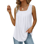 Sleeveless Blouse Top with Pleats