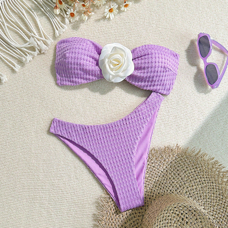 Women's Bandeau Bikini with Floral Detail