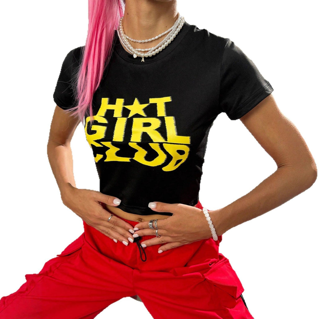 Women's Slim-Fit Cropped T-Shirt with Graphic Print