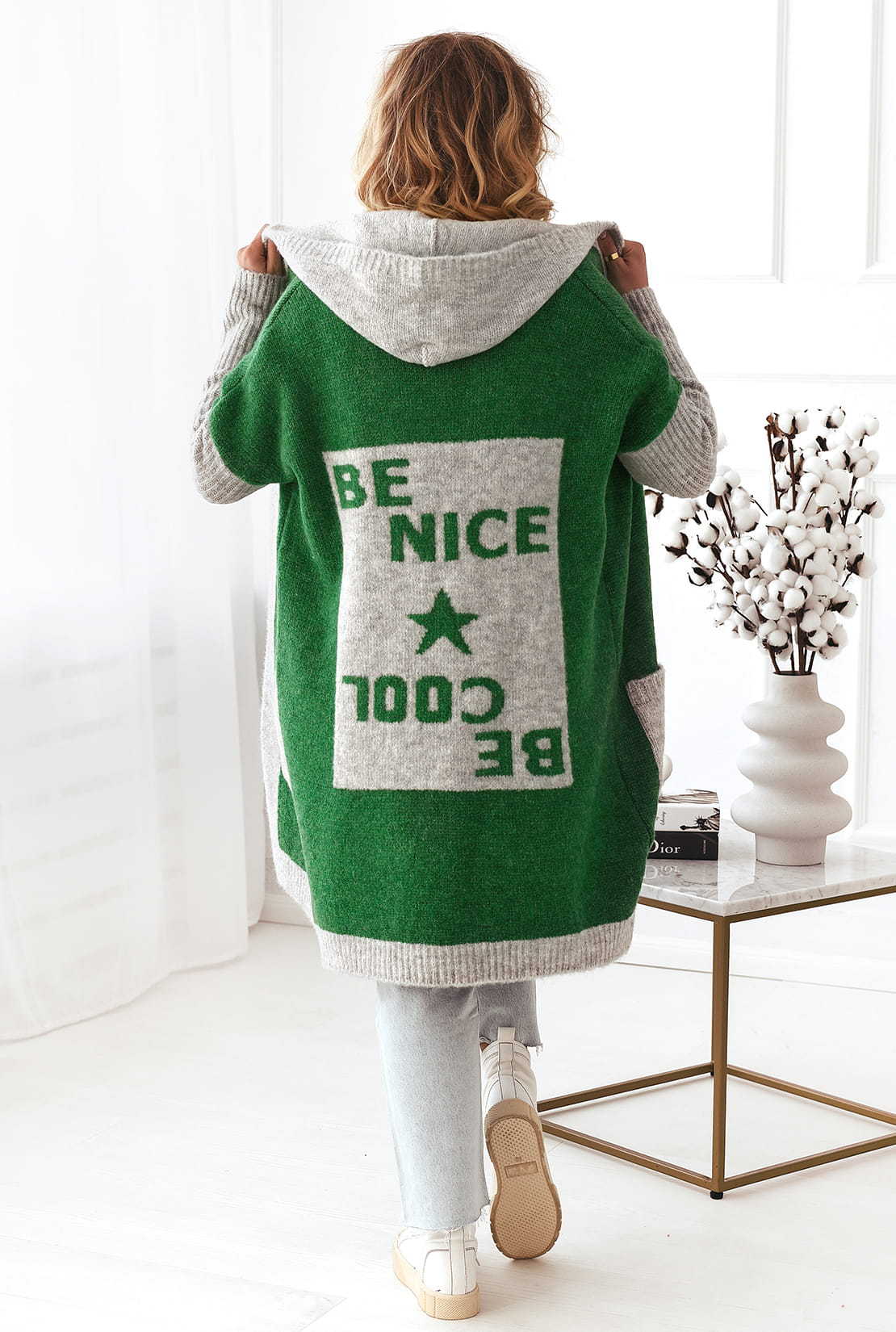 Women's Lightweight Knit Coat with Hood and Pockets