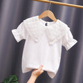Women's Blouse with Voluminous Collar and Casual Puff Sleeves