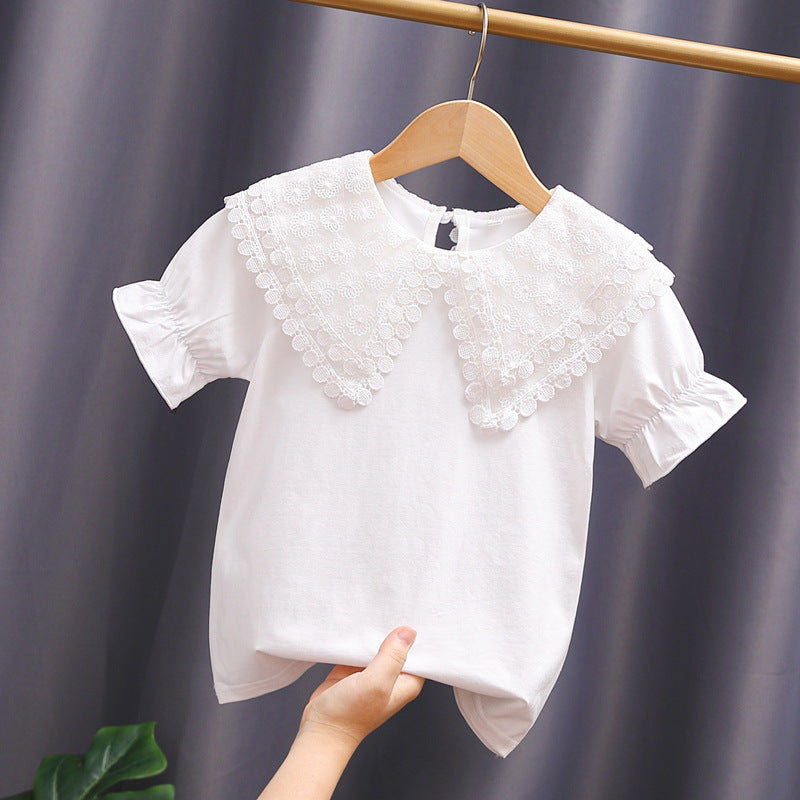 Women's Blouse with Voluminous Collar and Casual Puff Sleeves