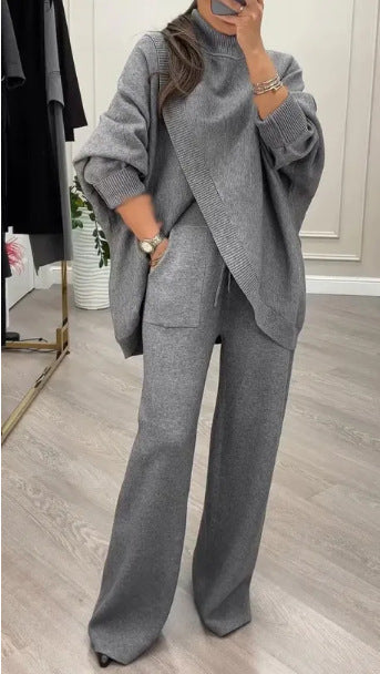 Women's Casual Knit Set with Wide Cut