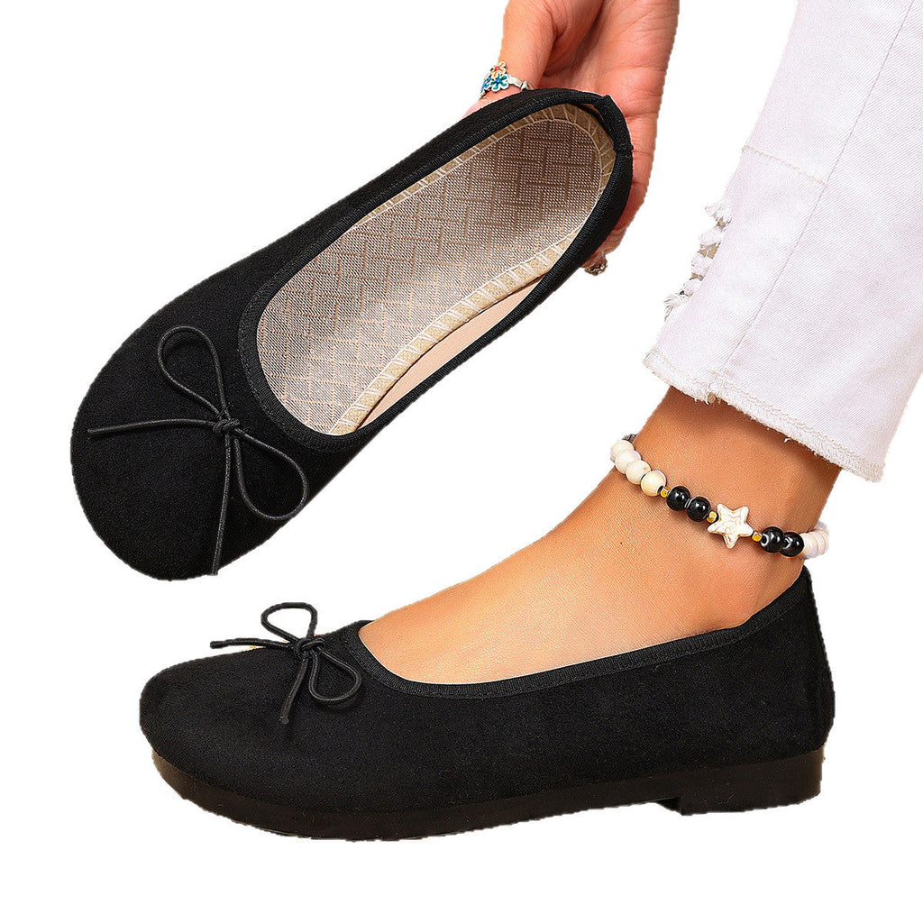 Women's Ballet Flats with Fine Bow Design