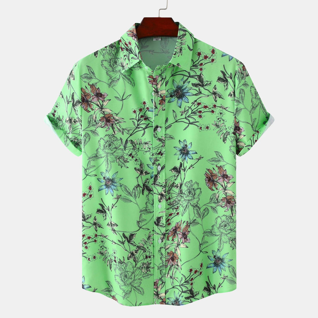 Women's Short Sleeve Shirt with Floral Accents and Modern Cut