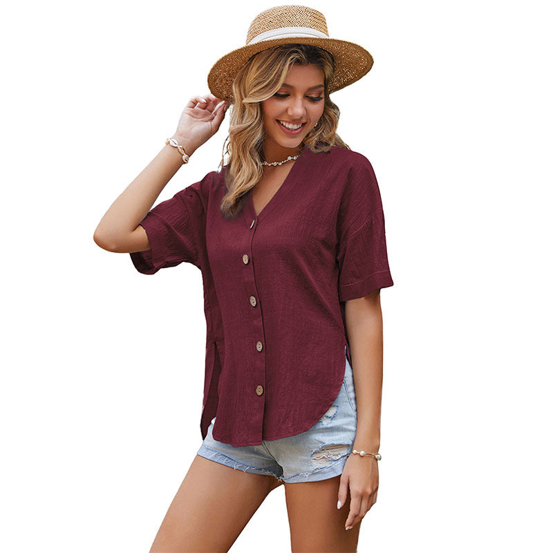 Women's Short-Sleeve Blouse with Knot Detail