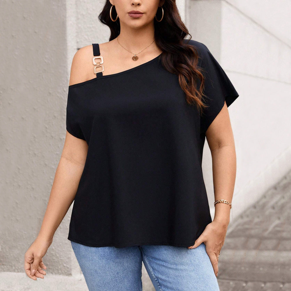 Women's Asymmetrical Top with Fashionable Shoulder Design