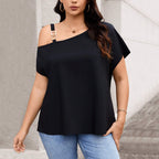 Women's Asymmetrical Top with Fashionable Shoulder Design