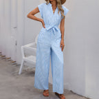 Women's Jumpsuit with Gathered Waistband and Practical Pockets
