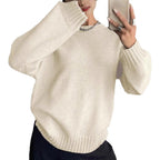 Women's Casual Pullover with Textured Sleeves and Ribbed Hem