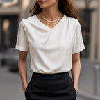 Women's Elegant V-Neck Short-Sleeve Blouse