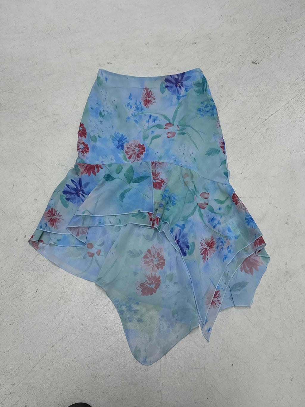 Women's Asymmetrical Floral Chiffon Ruffle Skirt