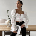 Women's Puff Sleeve Blouse with Floral Print