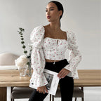 Women's Puff Sleeve Blouse with Floral Print