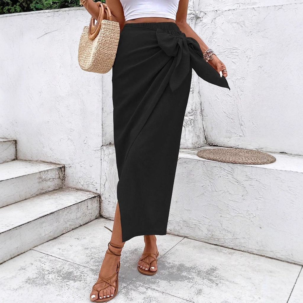 Women's Elegant Wrap Skirt with Bow Detail