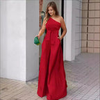 Elegant One-Shoulder Jumpsuit with Belt