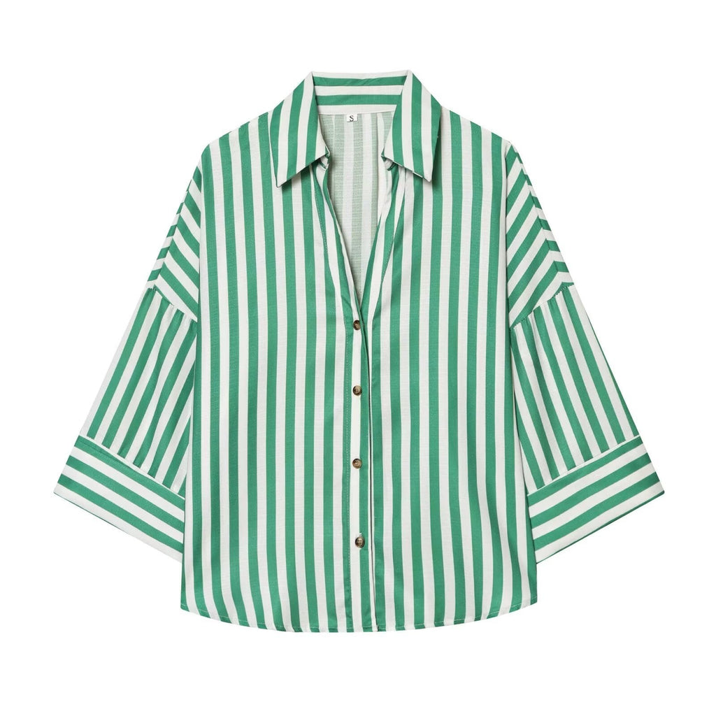 Women's Shirt Blouse with Casual Cut and Elegant 3/4 Sleeves