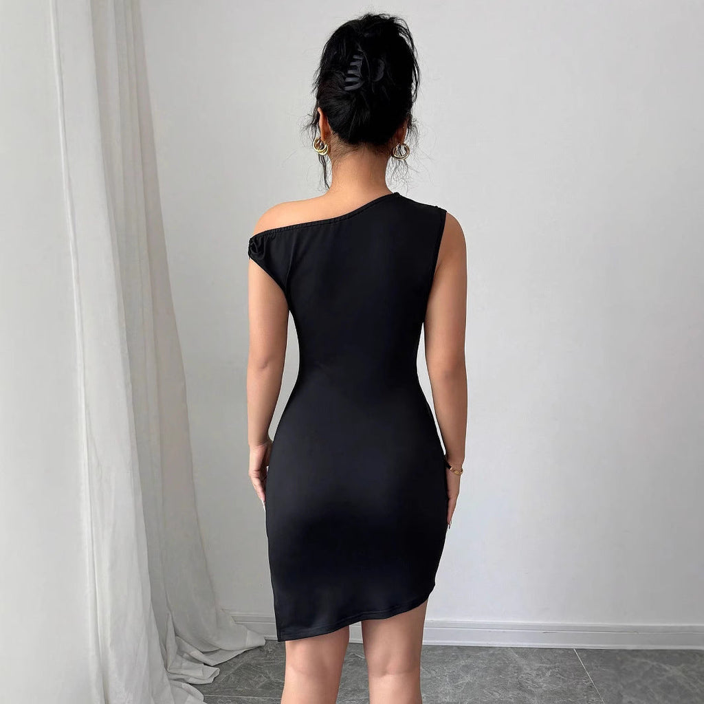 Women's One-Shoulder Mini Dress with Ruched Details