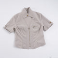 Women's Short-Sleeve Blouse with Refined Collar and Zipper
