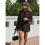 Women's Elegant Blazer Jacket with Double-Button Closure and Tailored Cut