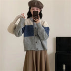 Women's Patterned Cardigan with Button Placket and Dropped Shoulders