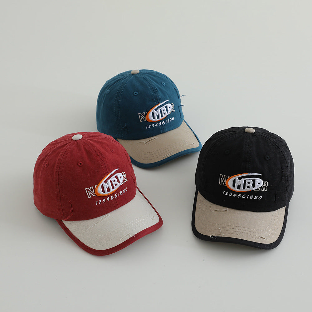 Men's Distressed Cotton Logo Baseball Cap