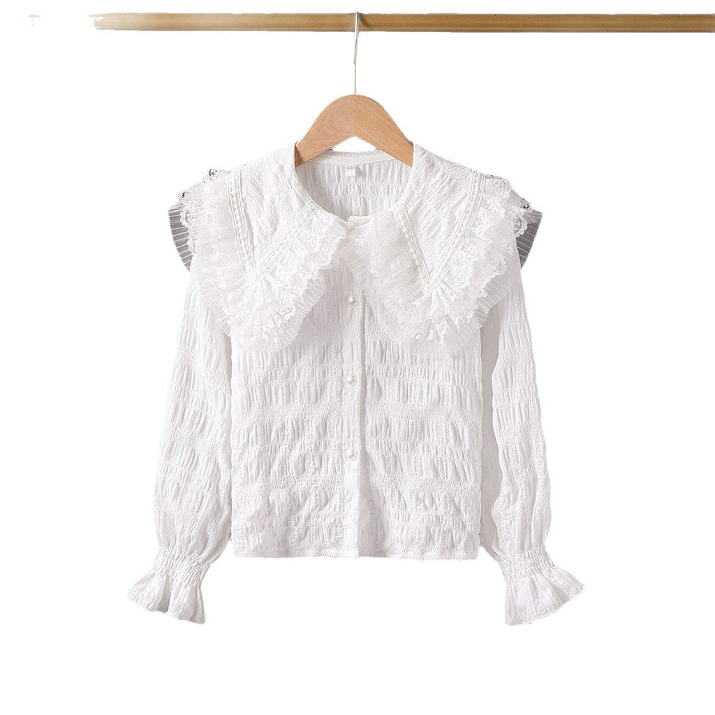 Women's Blouse with Voluminous Ruffle Collar