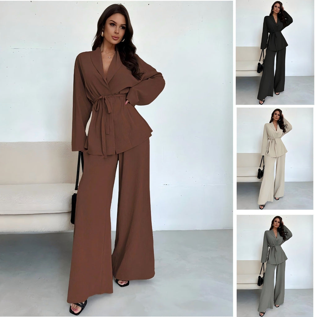 Elegant Soft Jumpsuit with Tie Belt