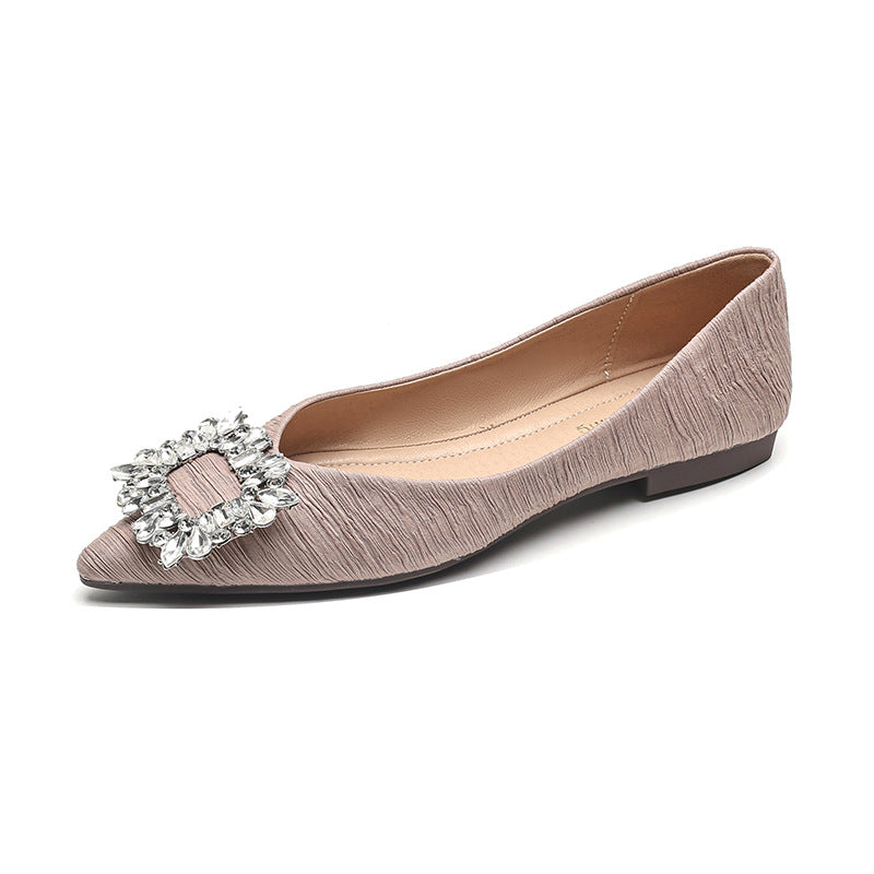 Women's Ballet Flats with Crystal Accent