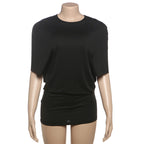 Women's Fitted Short-Sleeve Shirt with Refined Cut and Elastic Material