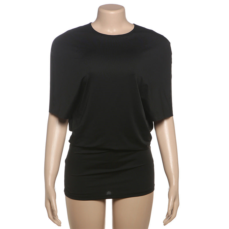 Women's Fitted Short-Sleeve Shirt with Refined Cut and Elastic Material