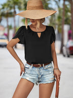 Women's Blouse with Flowing Cut and Playful Ruffle Details