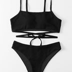Women's Swimsuit with Trendy Crop Top and High-Waisted Bottoms