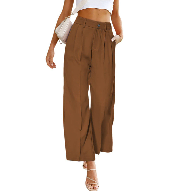 Women's Elegant Wide-Leg Pants with High-Waisted Pleats