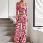 Women's Comfortable Lounge Set with Casual Cut and Wide-Leg Pants