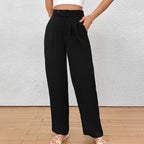 Women's Elegant High-Waist Trousers with Side Pockets