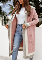 Women's Casual Knit Coat with Pockets and Wide Collar