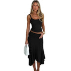 Women's Casual Two-Piece Set with Top and Skirt