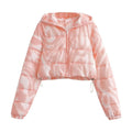 Women's Cropped Transitional Jacket with Geometric Print