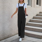 Women's Casual Wide-Leg Jumpsuit with Side Pockets