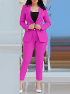 Women's Elegant Suit Set with Tailored Blazer and Slim Trousers