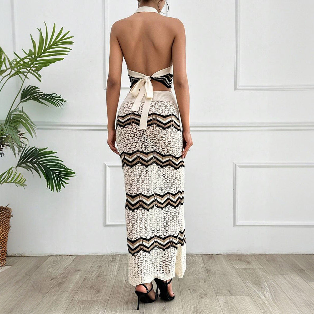 Elegant Cropped Top and Maxi Skirt Set