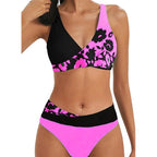 Women's Swim Set with Shiny Floral Pattern