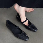 Women's Ballet Flats with Elastic Strap and Sparkling Accents